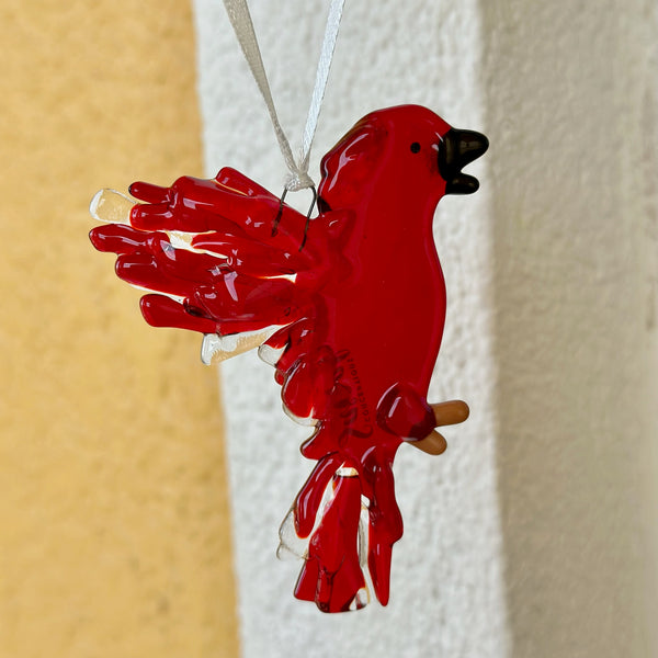 Ornement Oiseau rouge et transparent
