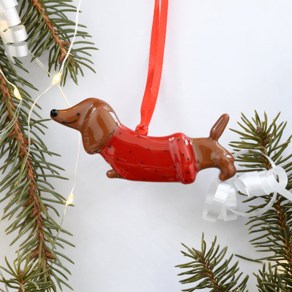 Boule de Noël chien saucisse, Teckel