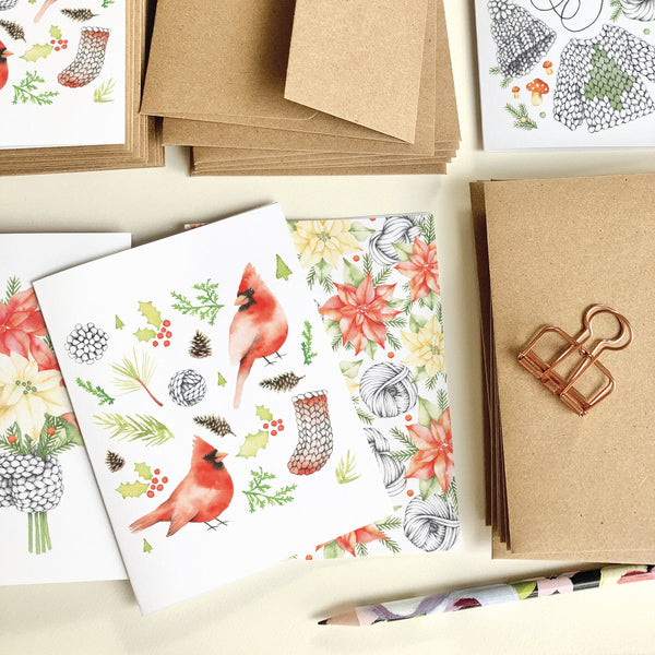 Carte cardinals de Noël