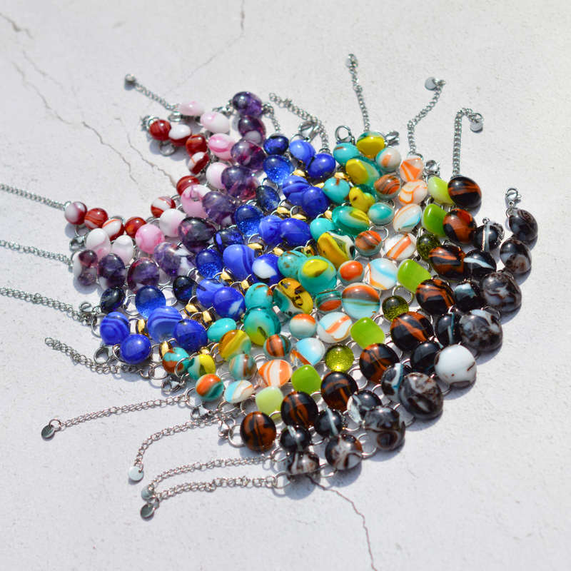 Bracelet Soleil et Lagune – Verre fusionné - Collection Gemstones