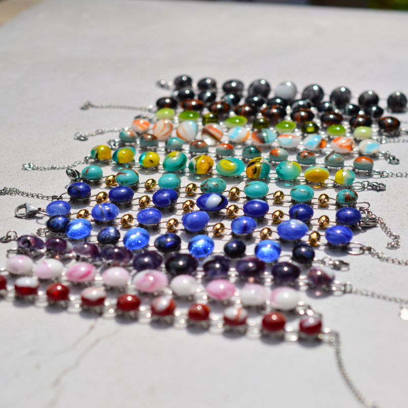 Bracelet Vert Pomme et Lumière – Verre fusionné - Collection Gemstones