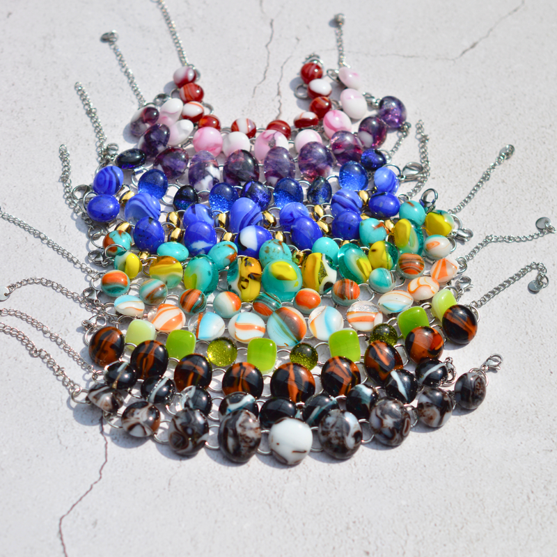 Bracelet Soleil et Lagune – Verre fusionné - Collection Gemstones