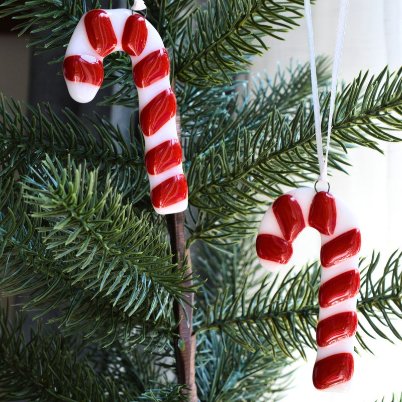 Ornement canne de Noël rouge et blanche