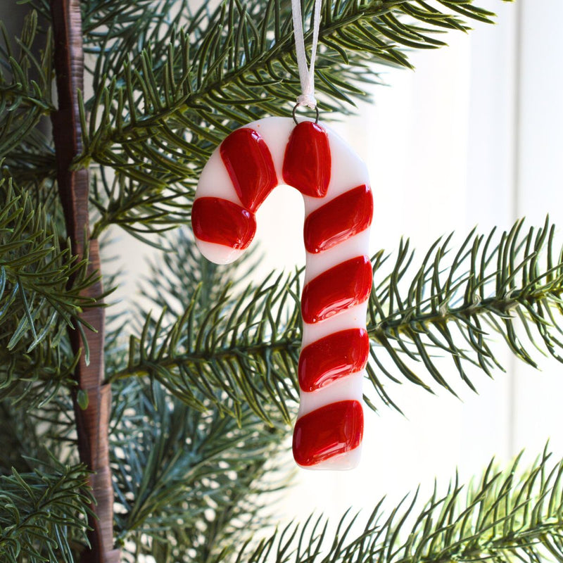 Ornement canne de Noël rouge et blanche