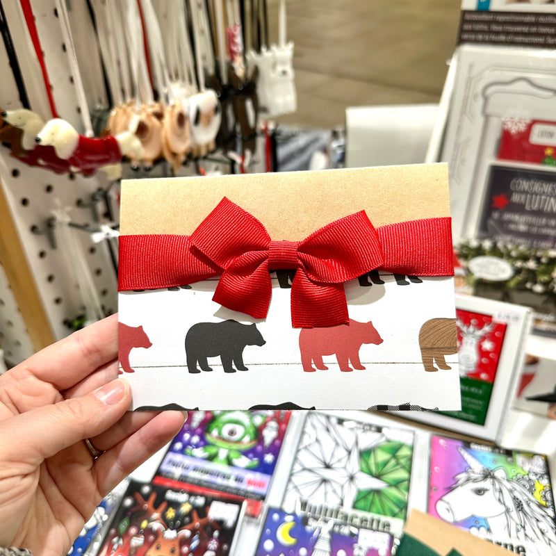 Carte de Noël ours noir et rouge
