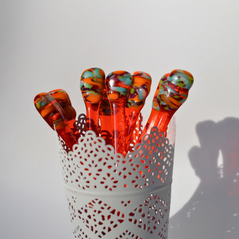 Orange, turquoise, beige, vert - Brasseur à café les Glassticks