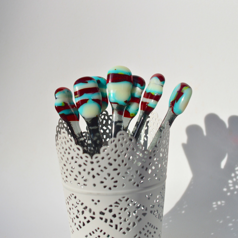 Beige, turquoise, rouge, vert - Brasseur à café les Glassticks