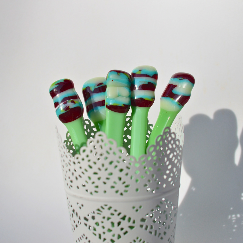 Beige, turquoise, rouge, vert - Brasseur à café les Glassticks