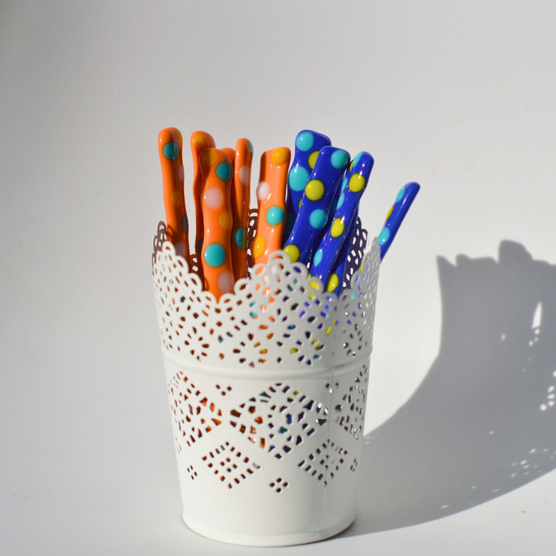 Picoté bleu et orange - Brasseur à café les Glassticks