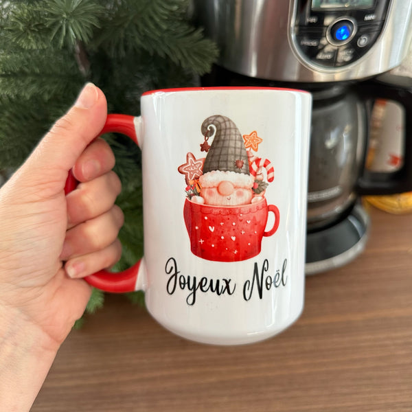 Tasse 15 oz Joyeux Noël gnome dans une tasse