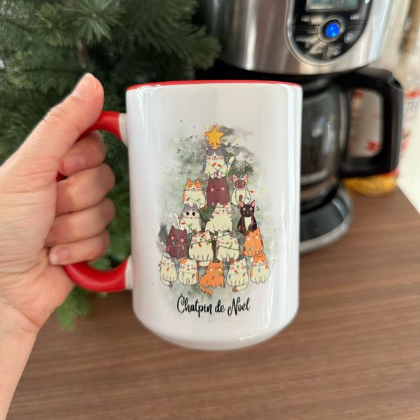 Tasse 15 oz ChatPin de Noël