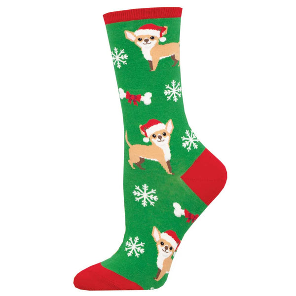 Chaussettes chihuahua de Noël pour femme