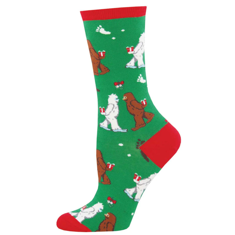 Chaussettes yétis sous le gui de Noël pour femme