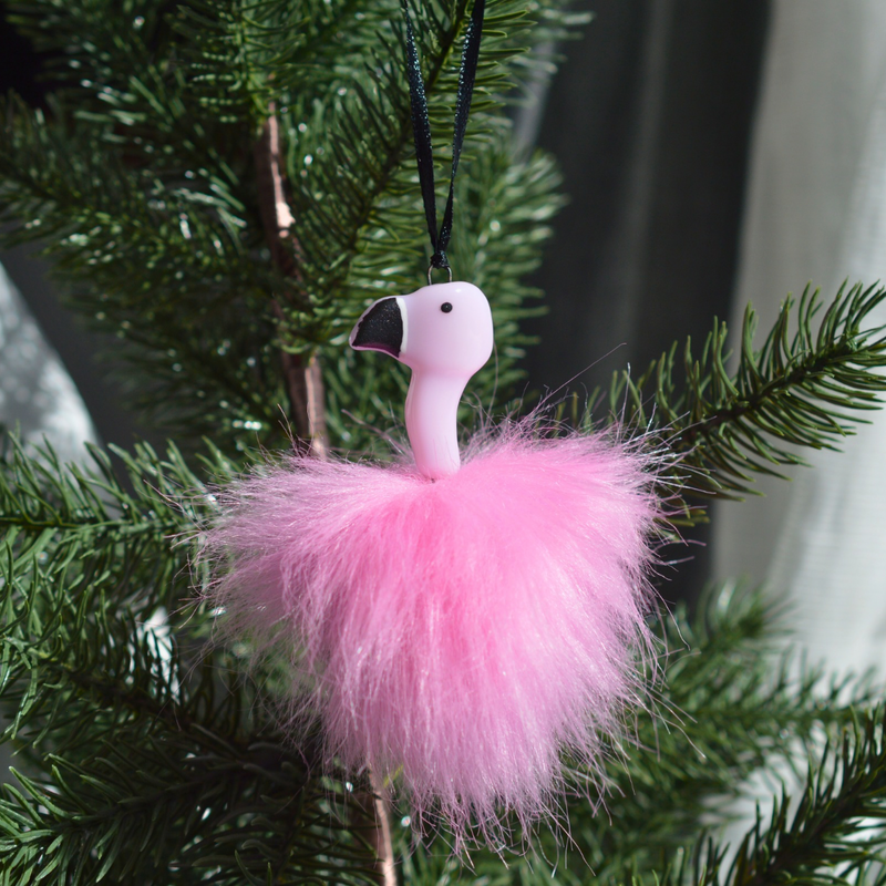 Décoration Flamant Rose pâle poilu