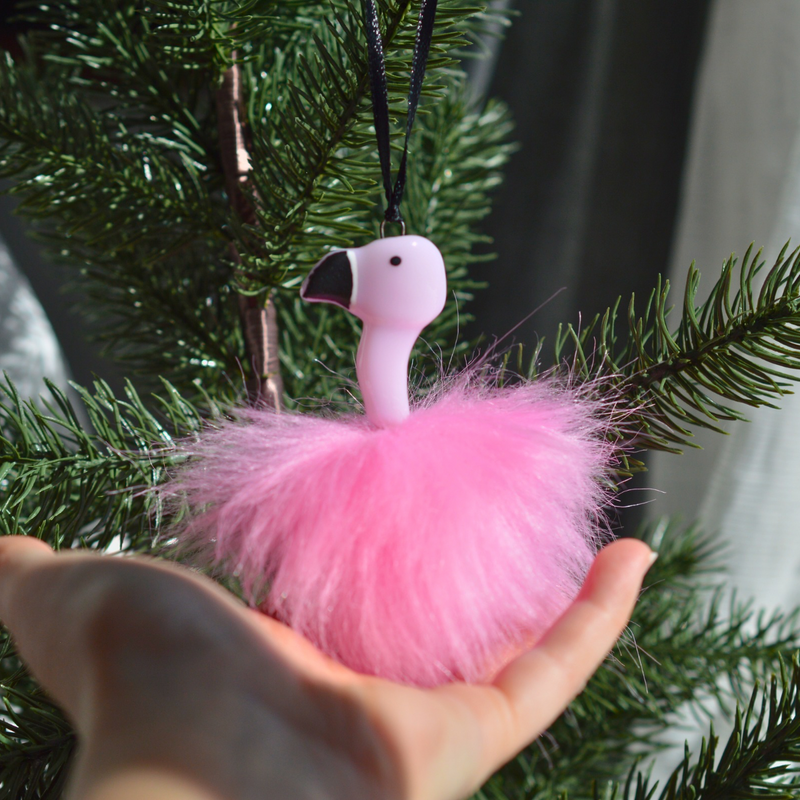 Décoration Flamant Rose pâle poilu
