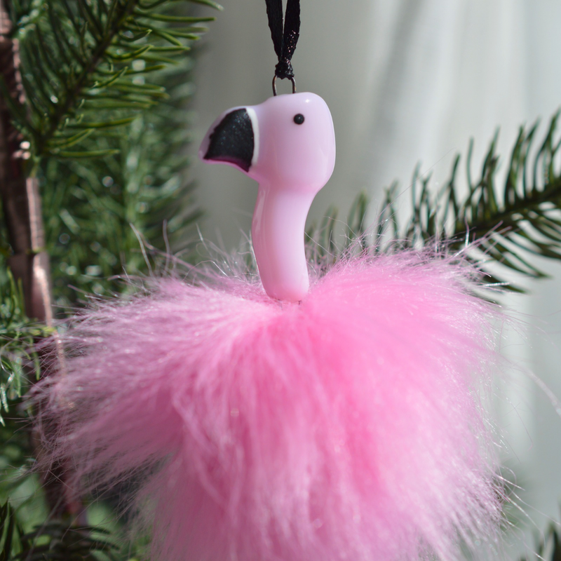 Décoration Flamant Rose pâle poilu