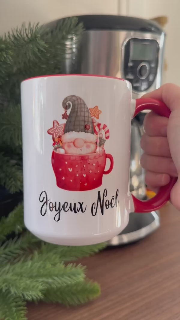 Tasse 15 oz Joyeux Noël gnome dans une tasse