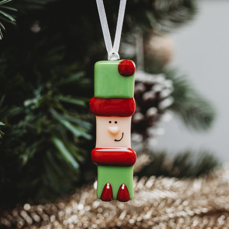 décoration de Noël rouge et vert lutin coquin à suspendre